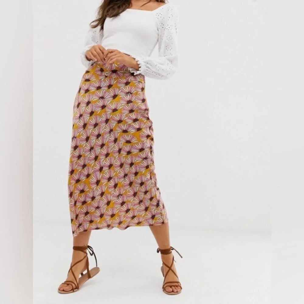 Free People Normani‎ printed bias cut skirt
